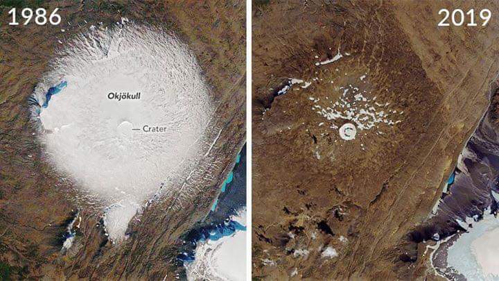 Univalle_Nic's tweet photo. La NASA acaba de declarar extinto el primer Glaciar en Islandia. 
De: Meteo Information. https://t.co/NETqEqAMAq
