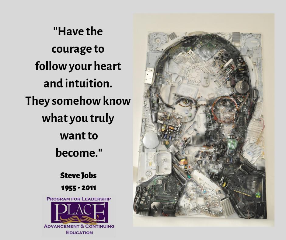 PlaceCorpCap's tweet photo. Have the #courage to #follow your #heart and #intuition. #SteveJobs #Apple #Leadership101 #LeadershipQuotes #Leadershipdevelopment #LeadershipCoach @cecilclements  #PLACE #CorporateCAPsules #FridayFeeling #FridayMotivation #FridayThoughts #Inspire #Motivate https://t.co/vbIZVI8A3Y