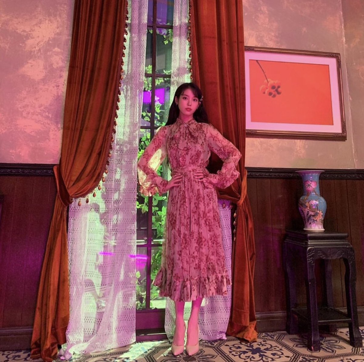 hotel del luna red dress Wine Red Chiffon Dress | IU - Hotel Del Luna