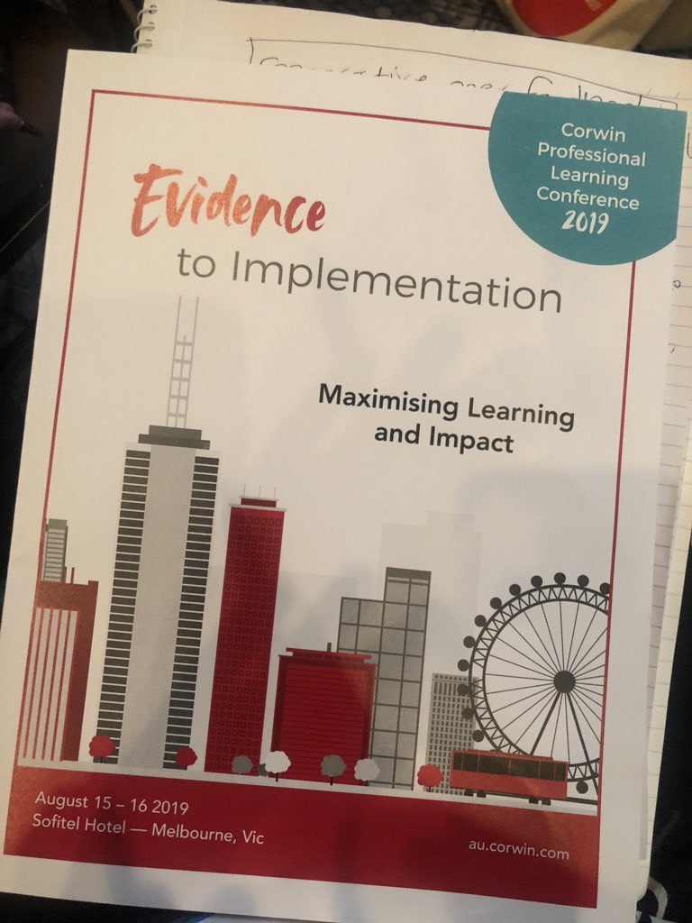 Great couple of days of professional learning at @CorwinAU Evidence to Implementation Conference ✨ #CPLC2019 @Gillpopmax @k_rigas