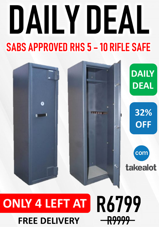 DAILY DEALS on Takealot 🎊🎊🎊
SABS Approved RHS 5-10 Rifle Safe For Only R6799 !!
takealot.com/mutual-safes-r…