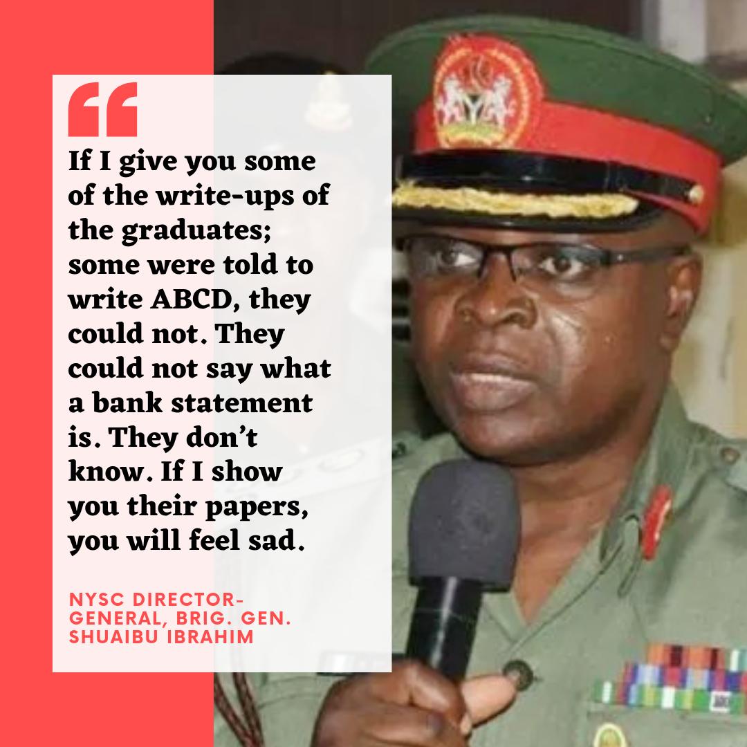 MobilePunch's tweet photo. Some graduates can’t recite English alphabet – NYSC
https://t.co/8BysGaywQU https://t.co/594qJgLJEn