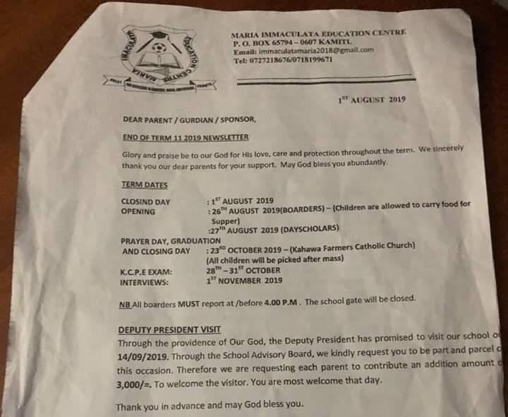 DeltonNdegwa's tweet photo. How do you invite guests in your home and then ask your children to contribute money to buy the guests' food. If you cannot afford it, leave it.Parents of Maria Immaculata Education Centre, Kahawa West, should resist such impunity. 3000 my foot!
#StopImpunityKE
#kenyacensus2019 https://t.co/ewWtAUpwgn