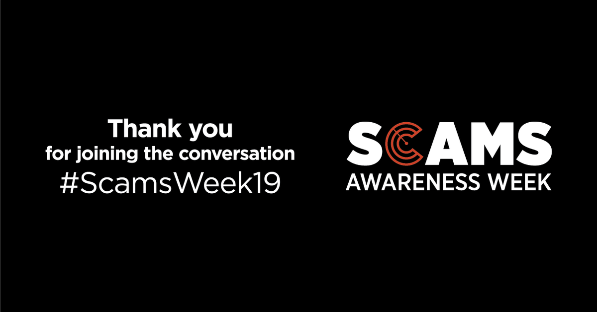 nascgovau's tweet photo. Thanks for joining us during #ScamsWeek2019. Remember, even if you think that you're too smart to be scammed, it always helps to keep informed of new and emerging scams. Visit our website at https://t.co/NMZWYECmPL and subscribe to our radar alerts https://t.co/mnFkXZ8tc6. https://t.co/dC46OHpAii