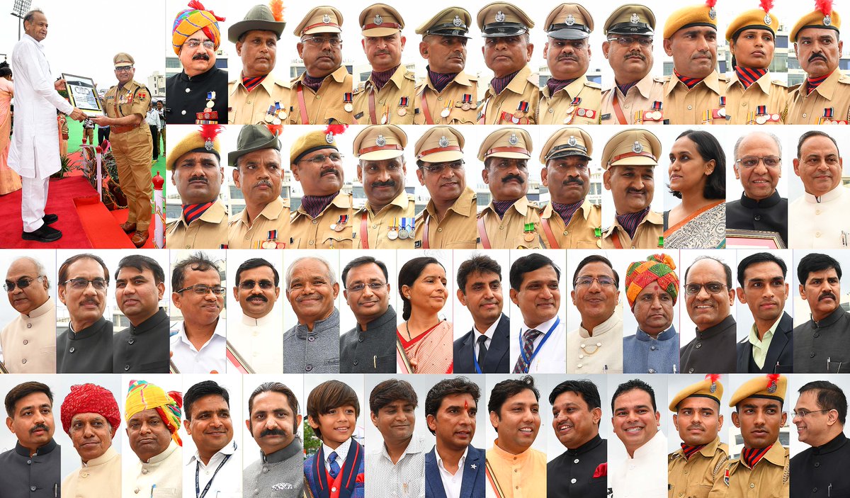 RajCMO's tweet photo. मुख्यमंत्री श्री अशोक गहलोत ने गुरुवार को 73वें स्वाधीनता दिवस के अवसर पर जयपुर के सवाई मानसिंह स्टेडियम में आयोजित राज्यस्तरीय समारोह को संबोधित किया | कहा कि हमारे महान नेताओं की ही देन है कि हिन्दुस्तान में लोकतंत्र की जडे़ं मज़बूत रहीं। https://t.co/2aSul2joYB https://t.co/U6kASJ7gIH
