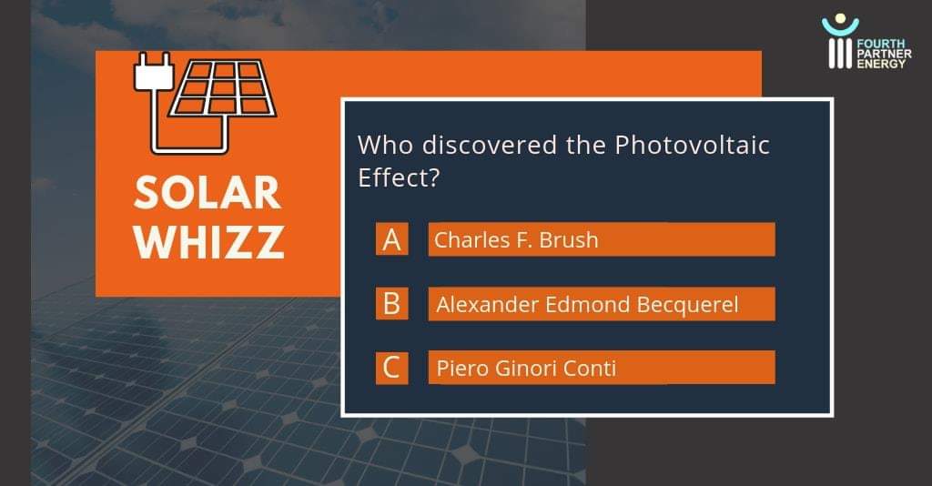 Who was responsible for this #PhotovoltaicEffect that is the backbone of today’s #solar industry? If you think you know the answer, then post it in the comments section!
Stay tuned with us as we will be back with another Solar-y quiz question soon.