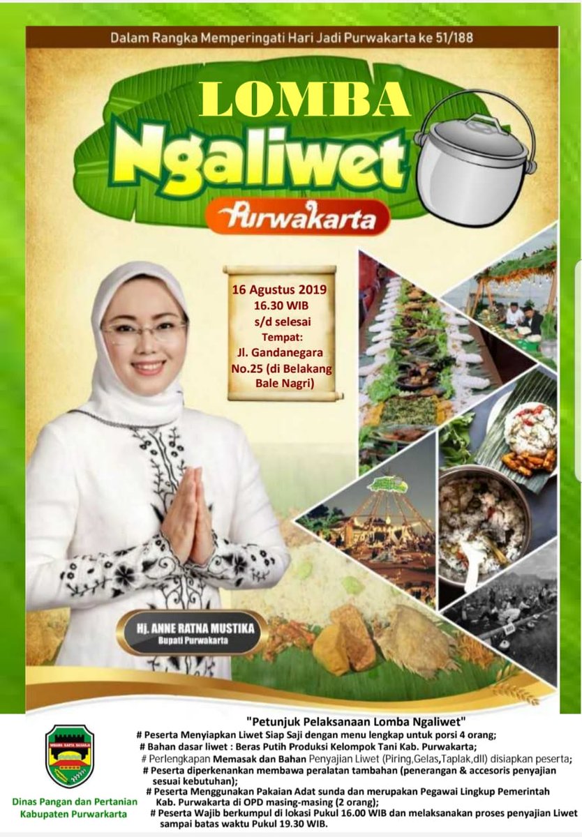 Ayo ramaikan,lomba liwet antar instansi lingkup pemda purwakarta.mau cicip gratis masakan enak bikin ASn purwakarta?datang aja sore ini,diacara lomba liwet
#hutpurwakarta
