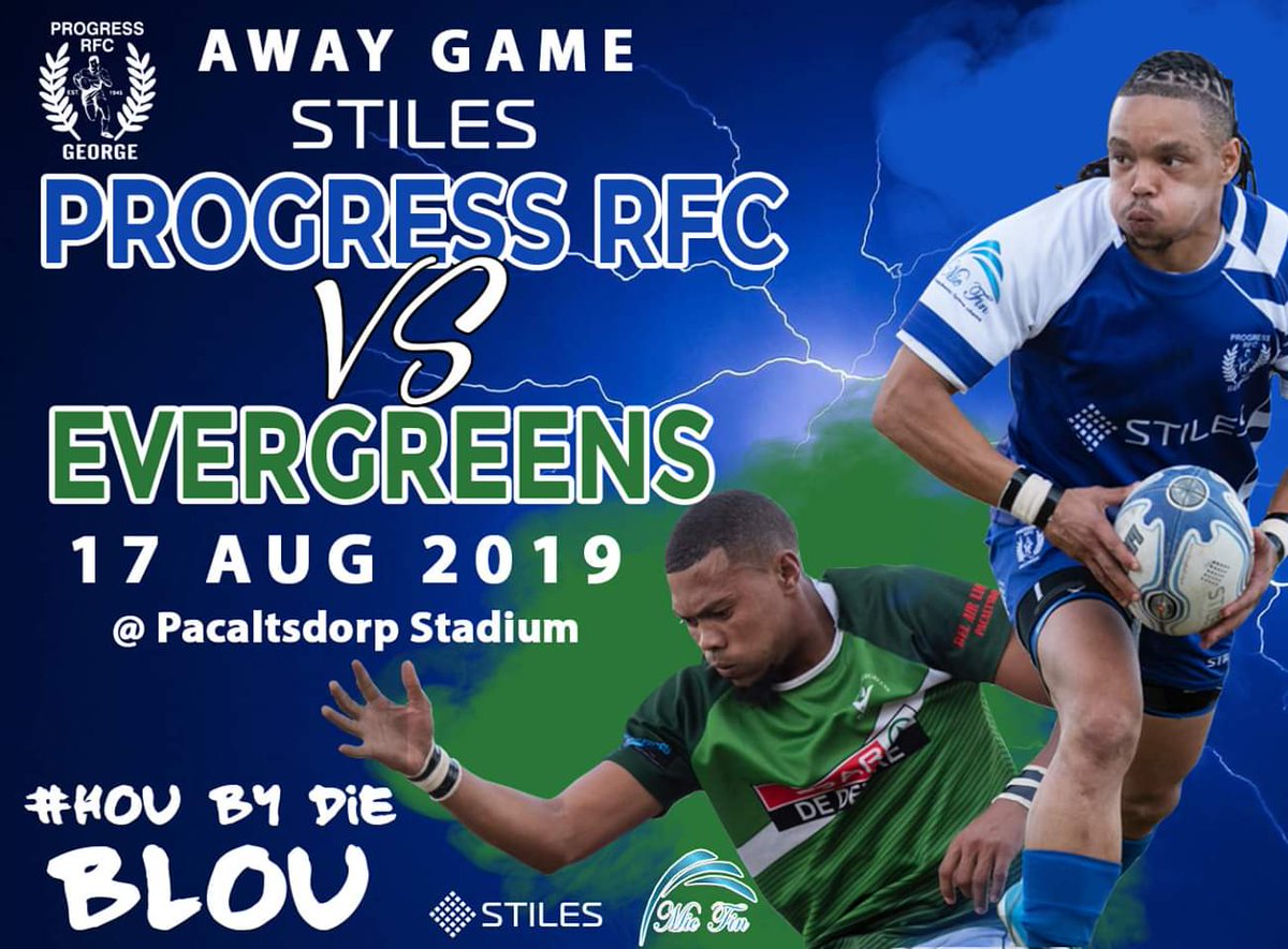 progressrfcswd's tweet photo. Next up:
Stiles Progress RFC
vs
De Dekke Spar Evergreens RFC
AWAY
Tickets available at De Dekke Spar, Beach Road, Pacaltsdorp.
Thanks to Jetline George for the new format of the Team Line-ups.
#houbydieblou
#progress4Christ https://t.co/0uXg822SnF
