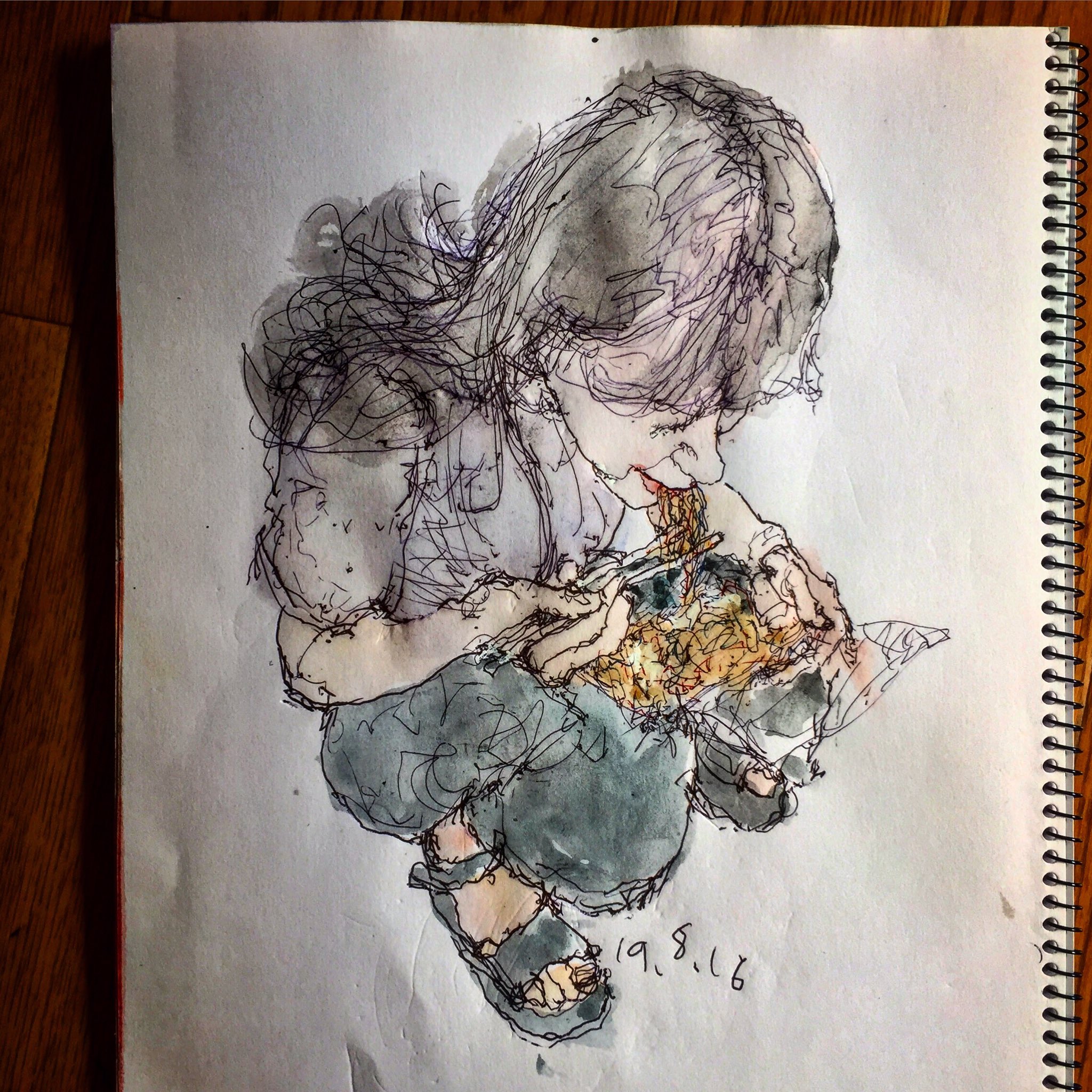 ハタタロウ Twitterren スケッチ ドローイング ボールペン 水彩