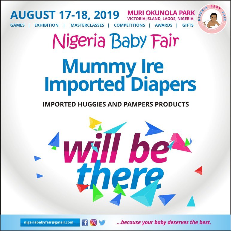 importeddiapers's tweet photo. Dear #MummyTwitter, where will you be this Saturday and Sunday?

Come hang out @nigeriababyfair; we will be there too with even more unbelievable prices and gifts.

Free even nanny service will be available too. Games, competitions and awards - all for your enjoyment 😀 https://t.co/tqHRDI0QLS