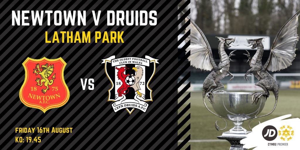 CefnDruids's tweet photo. TONIGHT | Druids take on @NewtownAFC at Latham Park as our Cymru Premier campaign gets underway! #WeAreDruids https://t.co/T4GnqZYDu3