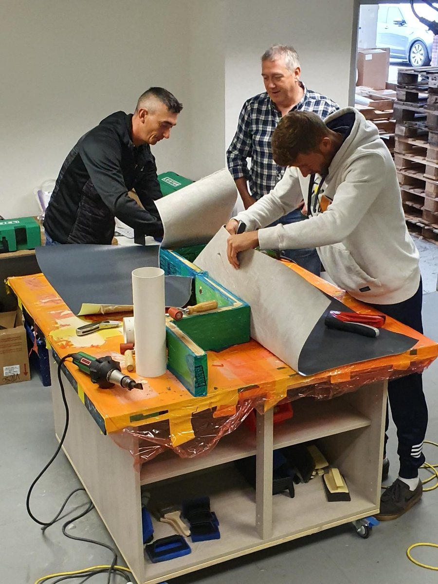 PlytechLtd's tweet photo. Part 2 of FiberTite Installer training at Plytech UK Ltd. this time with Construction Partners Ltd from Exmouth. 

Director of Construction Partners Ltd, Michael Wight, was so impressed with FiberTite –  it is now specified on a development of 37 Houses for 2020. https://t.co/7LbHD8lWrj