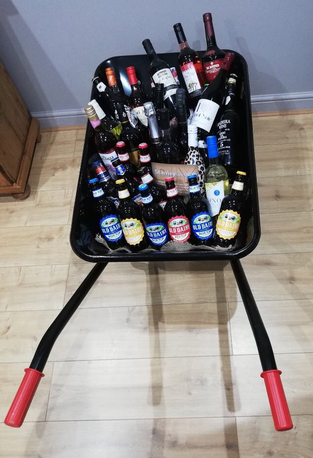 For your chance to win this 'barrow of booze' come and find us at Biddenden Tractor fest and Country show  this weekend and buy a raffle ticket or two! We are there all weekend playing ' In for a penny' look out for us in our green tutu's. A big thank you to all who donated.