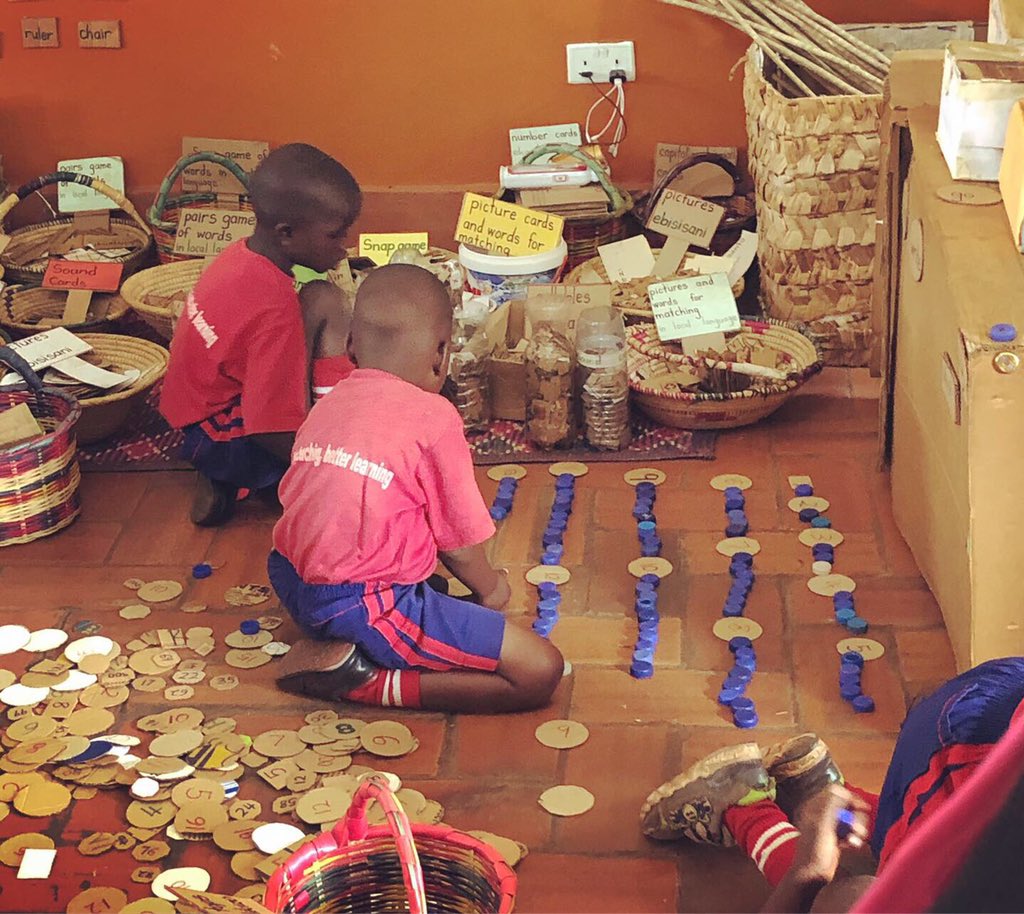 RedearthEdu's tweet image. Nursery children working in pairs practising letters, sounds and the addition of numbers

#earlychildhooddevelopment #learningnumbers #learningthealphabet #education #uganda 🇺🇬