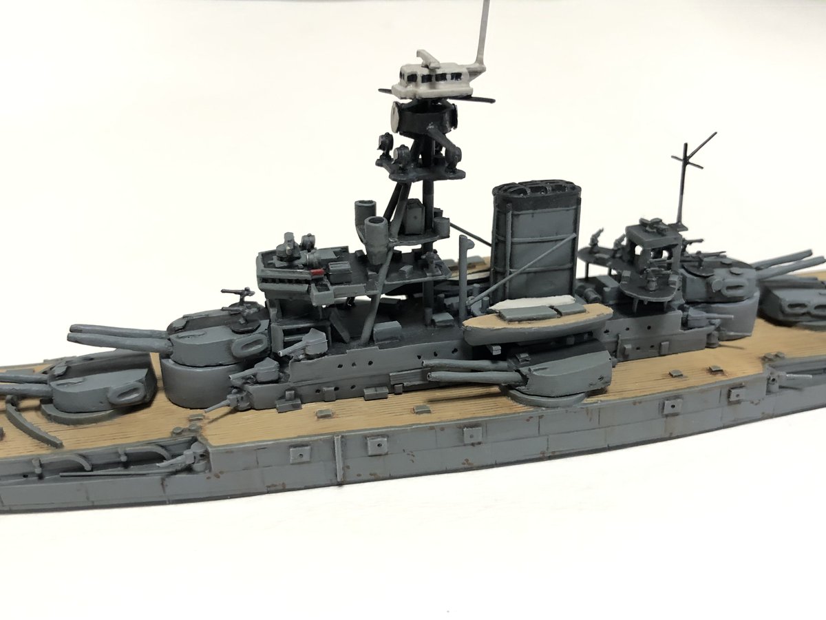 1/700 ブラジル戦艦ミナス・ジェライス1942 完成品 ブラジル戦艦ミナス・ジェライスの副砲をシールズモデルの12cm砲に換装