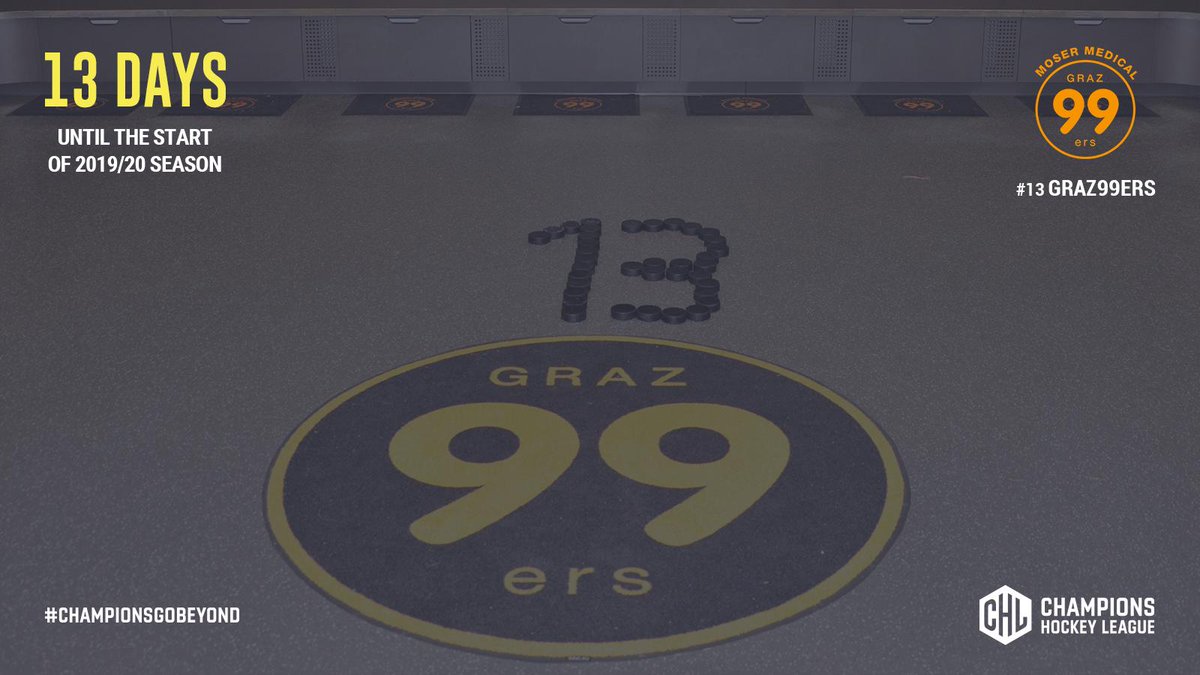 championshockey's tweet photo. Another day closer! Here are debuting side @graz99ers letting you know that there are just 1๏ธโฃ3๏ธโฃ days to go! How excited are you? ๐
#ChampionsGoBeyond https://t.co/mFfL6osSBg
