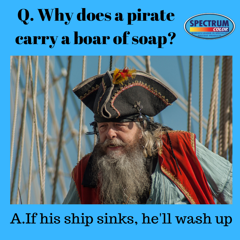 SpectrumColor4's tweet photo. A little fun for Friday! Yes it’s a tad corny but still made me laugh. #boat #boating #water #pirate #joke #funnyfriday #fridayfunny #boatjoke @boat_broke #spectrumcolor #sailing #fishing #boatlover #boatinglife #gelcoat #gelcoatrepair https://t.co/fWL1sgMLQw