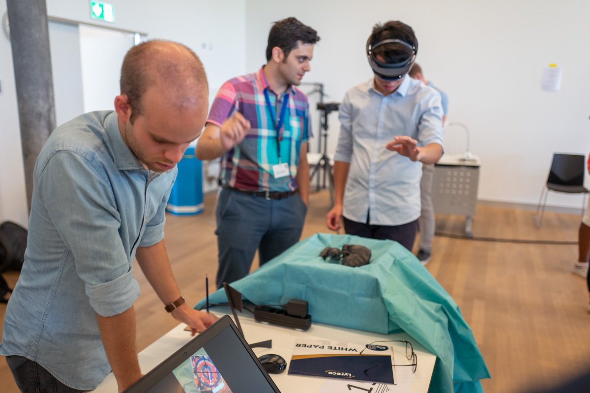 derbalgrist's tweet photo. On the last day of the #SummerSchool, the "Hackathon Demos" take place: the participants present in groups the #AugmentedReality concepts they have developed. @TU_Muenchen @ComergeAG @ImFusionGmbH #MARSS19 https://t.co/zHSy0tDnT5