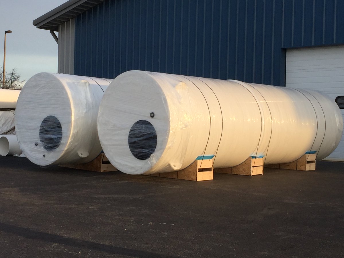 ALL CUSTOM - ALL THE TIME!
Two custom fabricated 3000 gallon rainwater tanks 
(64"x 220") made of co-poly polypropylene material - Finished, Packed &amp; Ready to ship to NYC.
This is what we do and we do it right!!