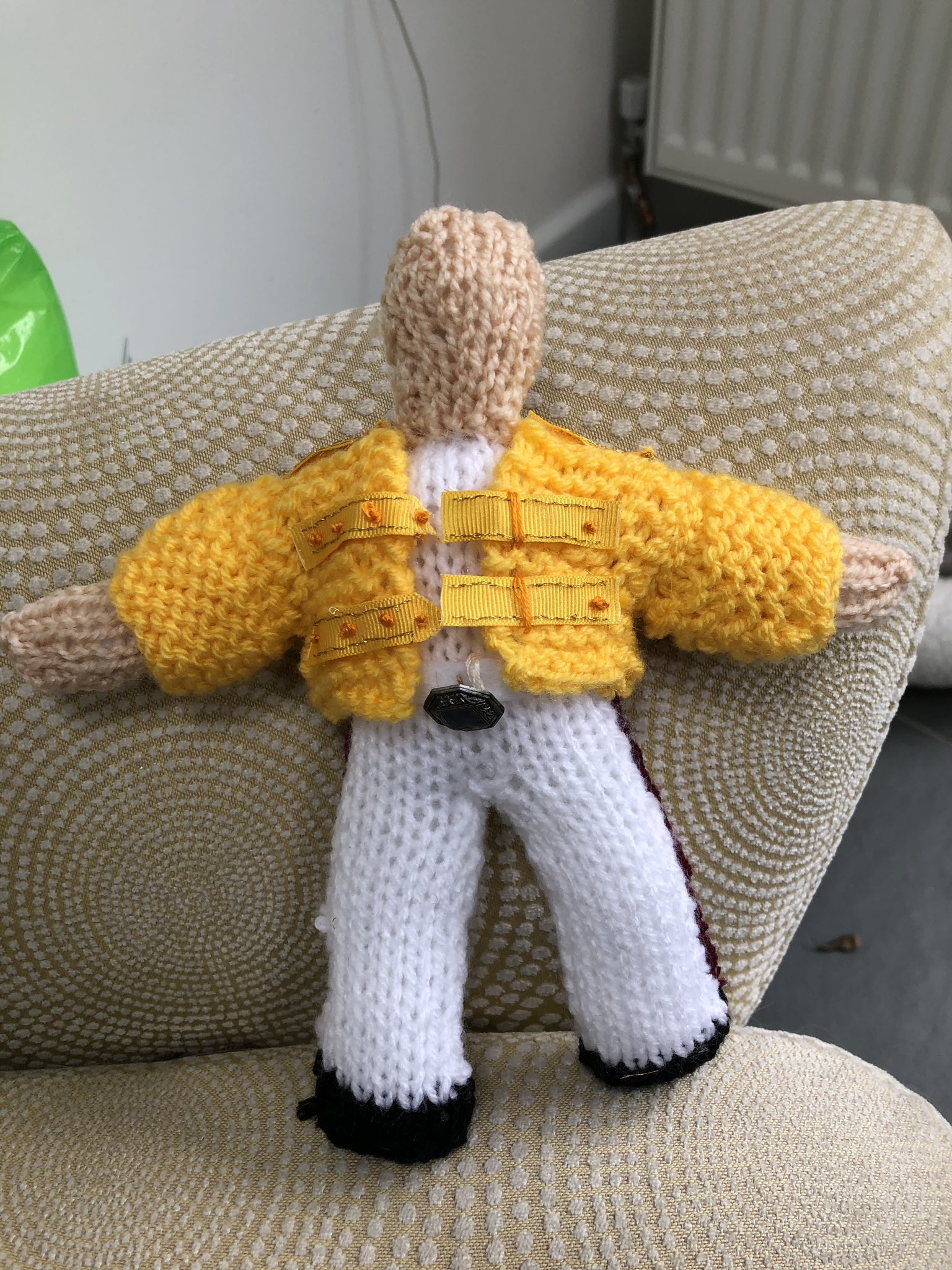 What s making me happy? Making a knitted Freddie Mercury for my mum s birthday! Progress so far! 