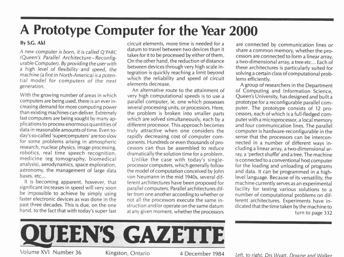 QueensComputing's tweet photo. Live on CBC Radio One @onlineradiobox Dr. Selim Akl discusses our upcoming 50th anniversary and shares how much computers have changed over the last 50 years. Read about his predictions for computers of the 21st century written in the @queensuGazette in 1984 #QSC50 #queensu https://t.co/RIVV2fVUup