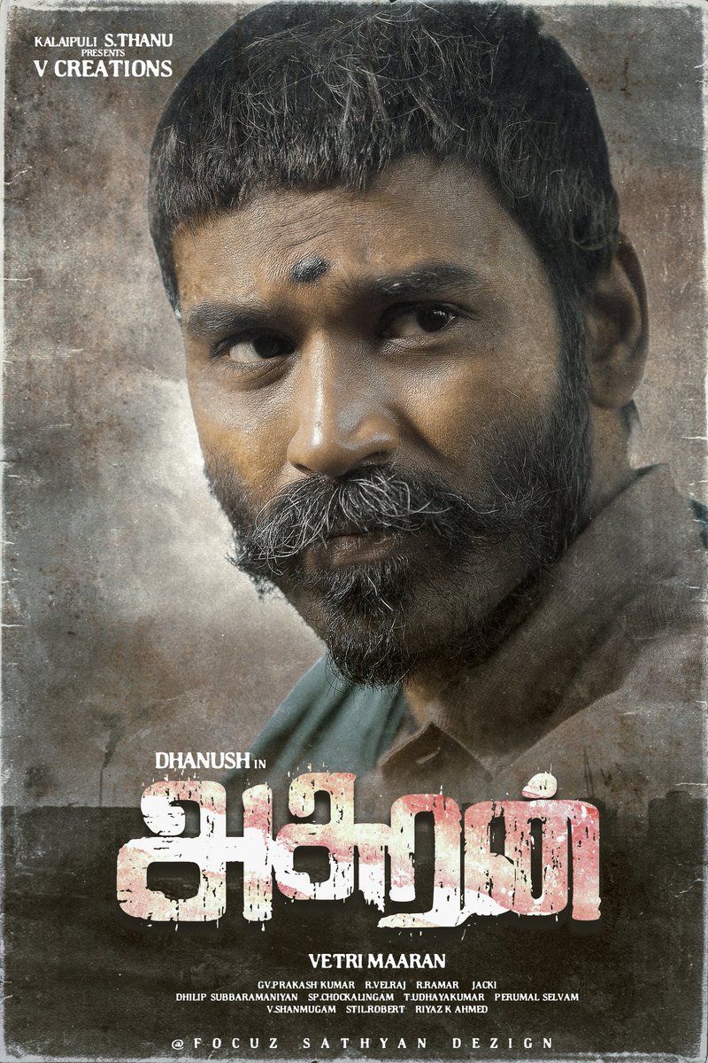 focuzsathiyan's tweet photo. Here is my Fan made poster of 
our  @dhanushkraja in #Asuran
@VetriMaaran  @theVcreations
A @gvprakash Magical.. 😍😎❤ #AsuranFromOctober4th #Dhanush #FocuzSathyanDesign ❤ https://t.co/ke3aOknNmZ