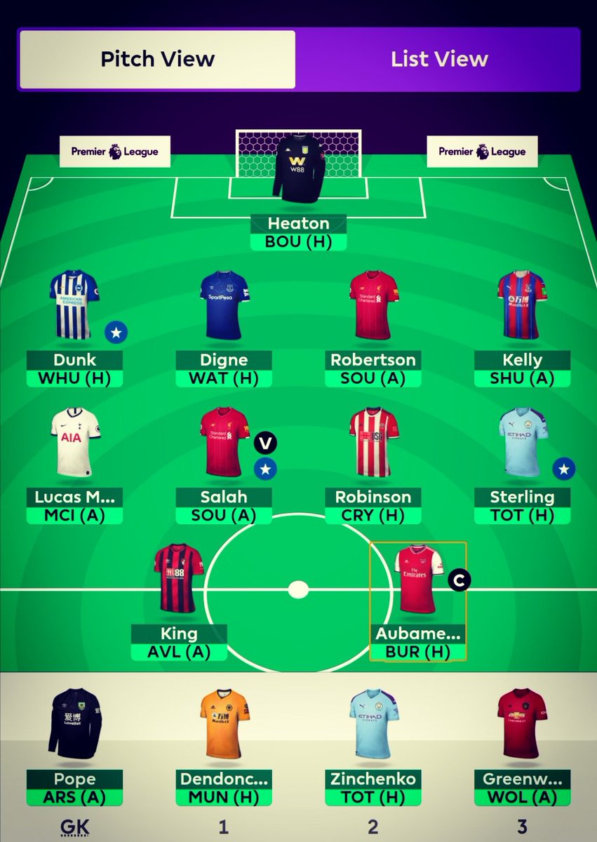 matejp23's tweet image. Warsaw Hopefuls going into #FPL #GW2. If the Auba gamble pays off, it could be a nice green arrow.