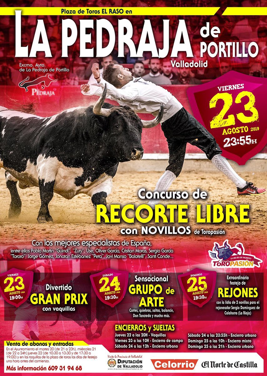 diegocoello82's tweet photo. Cartel de las fiestas de La Pedraja,con toros de astolfi y uno de palha. https://t.co/QKcgNSdyLa