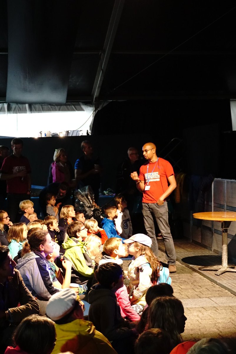 UoE_SciSquare's tweet photo. How do we find out about what lives deep down in the sea?
Dr Ajit Pillai enthralls our young scientists about using #robots to explore under the sea!
#ScienceintheSquare #Falmouthweek #HiddenWorlds #DeepSea https://t.co/y54zyLlNc3