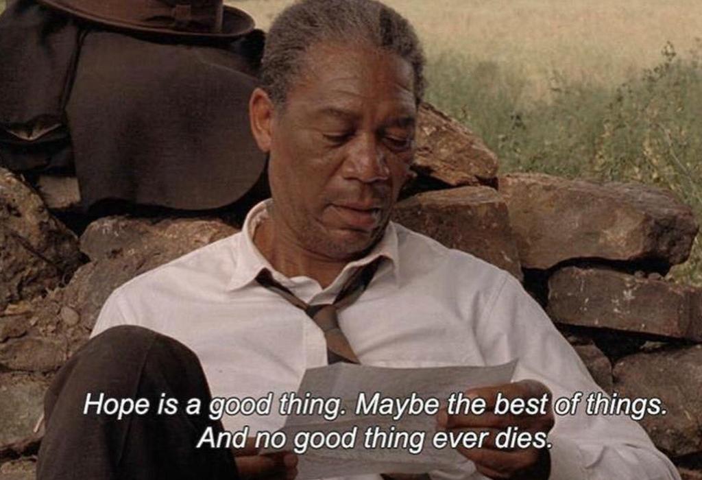 hitRECordJoe's tweet photo. Perfect quote about hope from #ShawshankRedemption https://t.co/QSTuqnVK4T