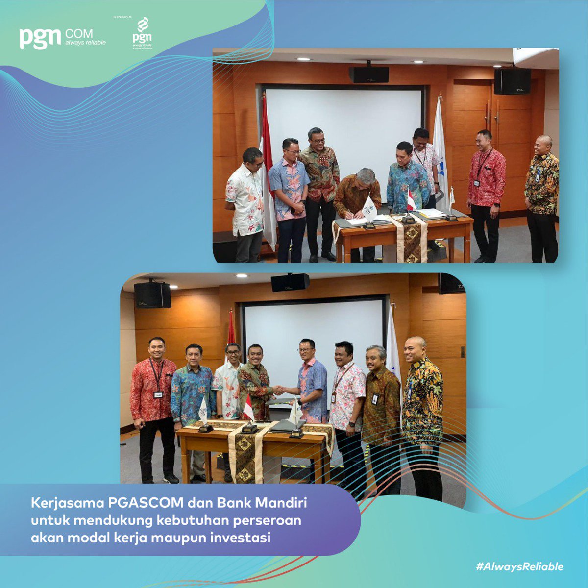 pgncom_id's tweet photo. Hallo sahabat #PGASCOM, yuk cek info terbaru dari minCOM!๐
PGASCOM telah menandatangani perjanjian Revolving Uncommited Join Facility dengan Bank Mandiri untuk mendukung kebutuhan perseroan akan modal kerja maupun investasi. Bukti bahwa PGASCOM #AlwaysReliable https://t.co/m1EZT2NiHO