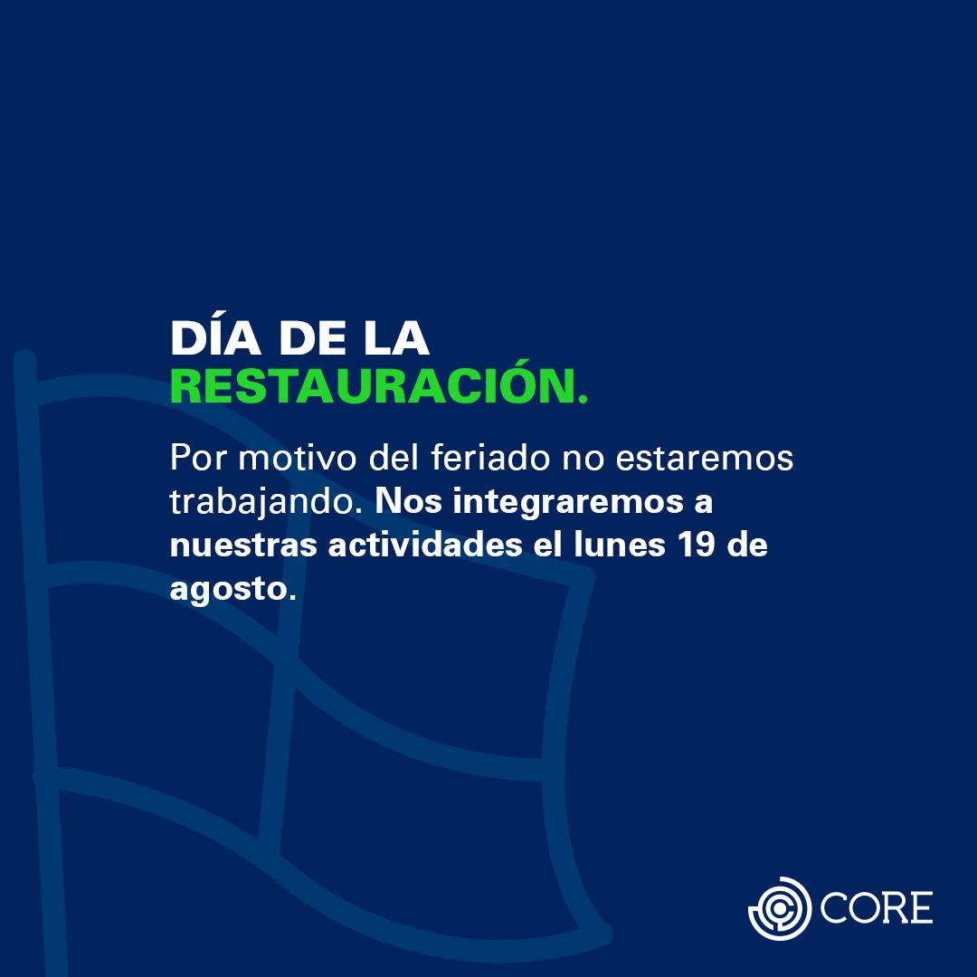 corebfr_rd's tweet image. Por motivo del #DíadelaRestauración no estaremos laborando en nuestras oficinas. Les deseamos a todos un buen fin de semana. 😉#CoreBFR