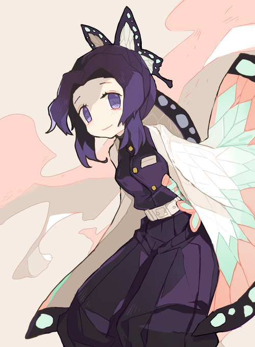 Melan @ collecting pokemon cardsさんがTwitterに投稿した胡蝶しのぶ(鬼滅の刃)のイラスト。