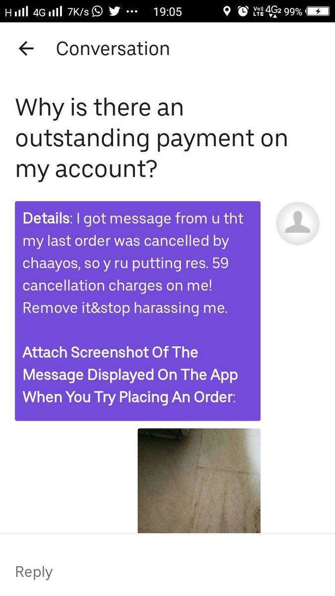 Amitbh14's tweet photo. Cry bad service&amp;https://t.co/i9pIXLanVV.order cancelled by restaraunt,ordeted on uber eats&amp;cancellation charges put on me.will take legal action&amp;sue uber https://t.co/MuGt8uVF8g