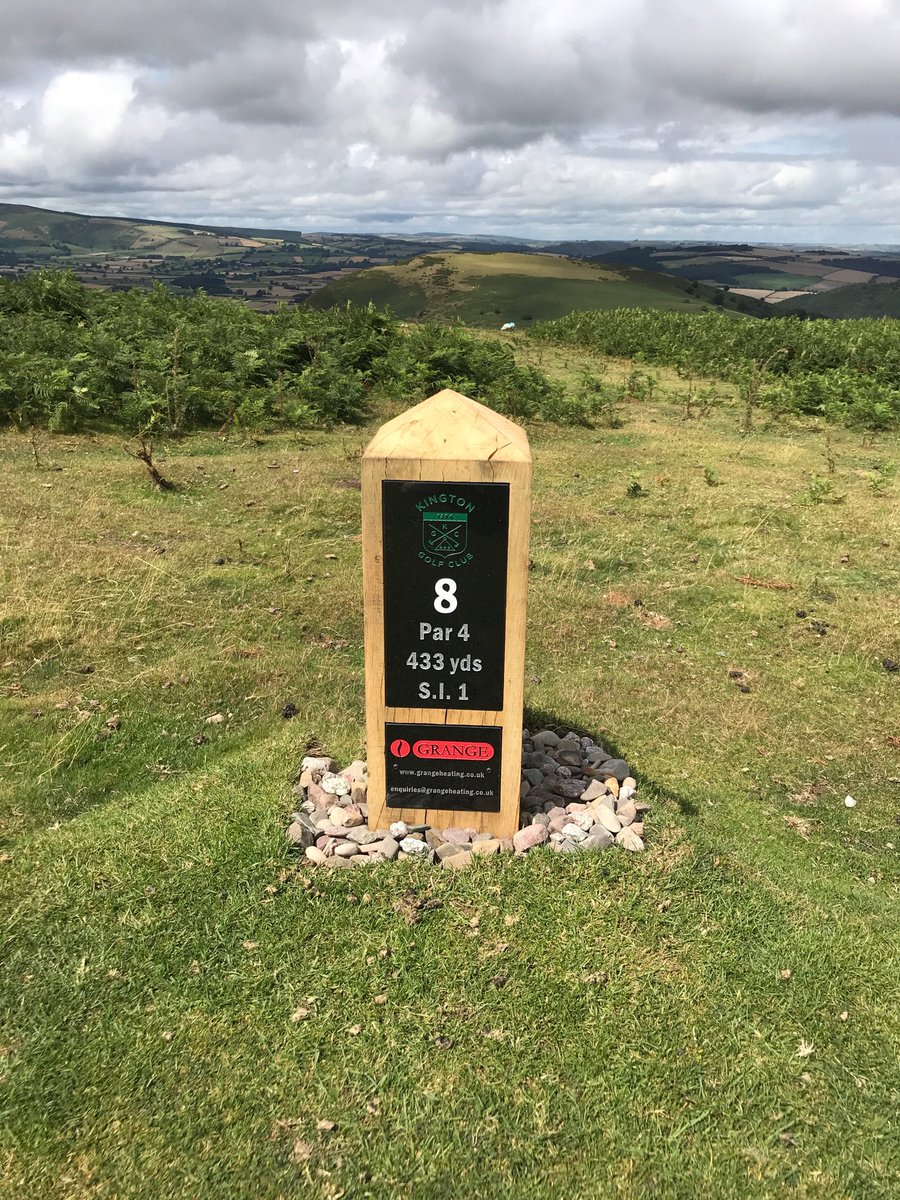 KingtonGolfClub's tweet photo. Another of our new tee-Markers. Oak provided by ⁦@nationaltrust⁩. Thank you to our sponsor ⁦@GrangeSystems⁩ #mustplay #top100course https://t.co/TL2ZRNYywY