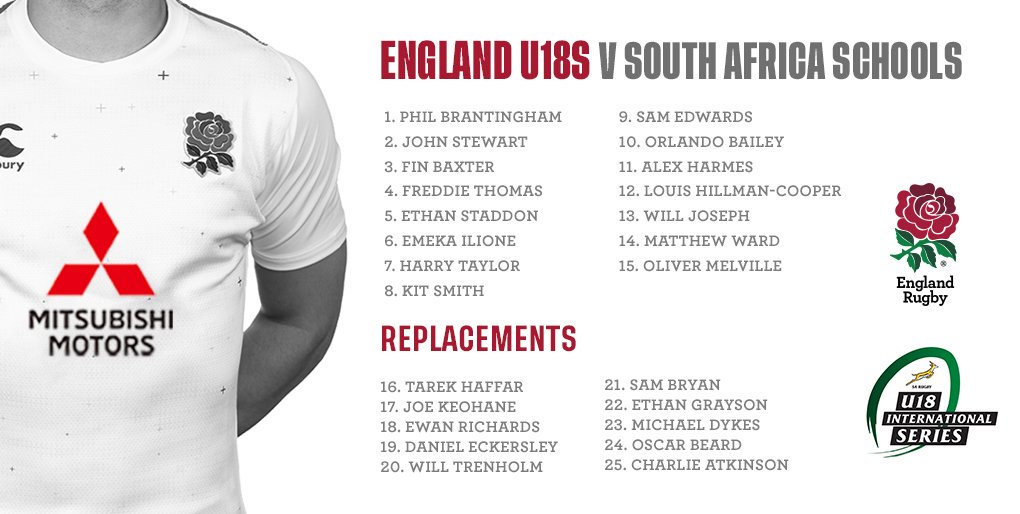 EnglandRugby's tweet photo. U18s | Here's your England squad to face South Africa Schools tomorrow in the U18 International Series 🌹

Preview ➡ https://t.co/PnIAZ4Guvs https://t.co/Q3kgVSbG1u