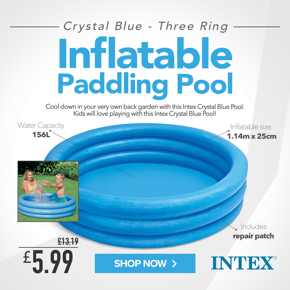 CarParts4LessUK's tweet image. Intex Crystal Blue Three Ring Inflatable Paddling Pool

Shop Now: ow.ly/C8oM50vy750

#InflatablePaddlingPool #IntexKidsPool #CarParts4Less

T &amp;amp; C Apply
