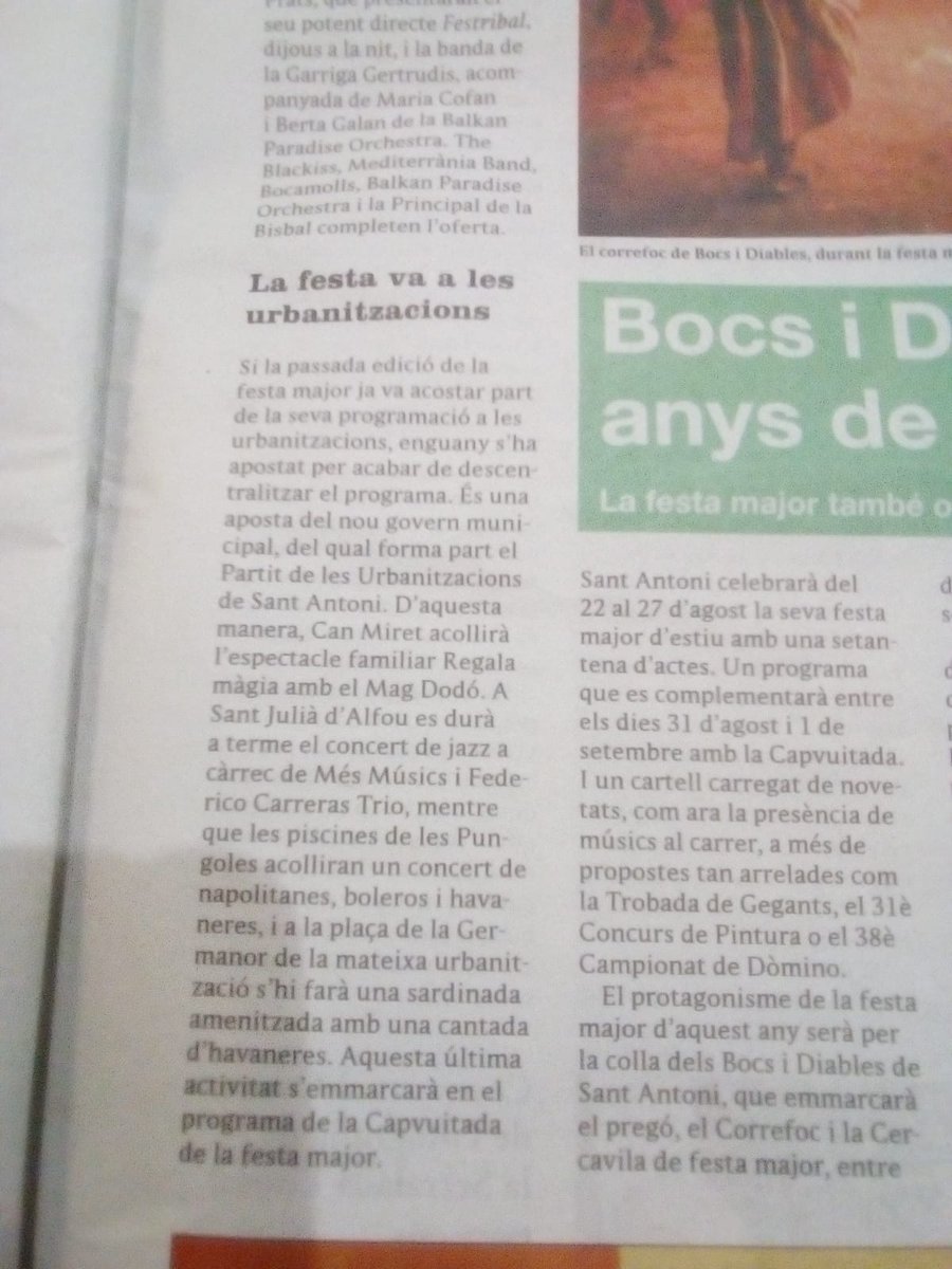 Les urbanitzacions comencen a ser barri. 4 actes de la festa major de SAV es faran a les urbanitzacions.