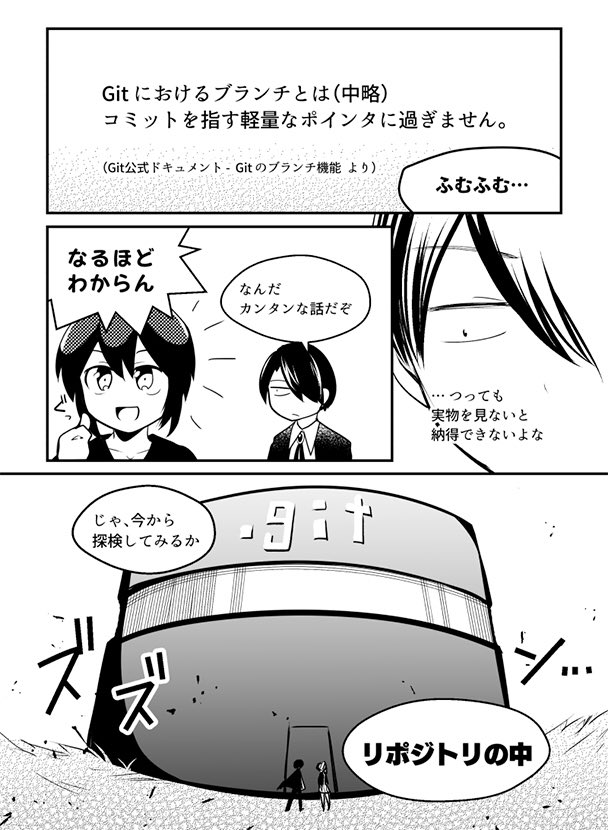 ブランチの正体
実はめちゃくちゃシンプルっていう話を書きました

記事全文 →  

【連載】#マンガでわかるGit ～コマンド編～ 第2話 ブランチとは？ポインタってどういう意味？作… 