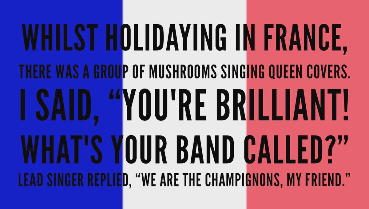 jacksandstripes's tweet photo. It’s #nationaljokeday - TRES BIEN! 

🇫🇷 🍄😆😆😆😆

https://t.co/tYX0GhnpEZ https://t.co/DAuvoVNjCR