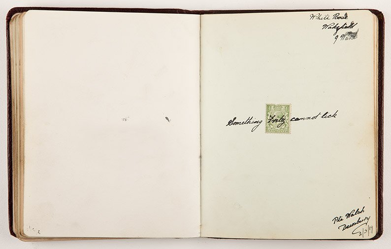 WW1_Diary's tweet photo. Three pages from an autograph book, collected by Nurse Marion Walker of #Ossett, showing #WW1Humour #NationalTellAJokeDay 
@WFMuseums @ossettfallen https://t.co/zPWCd3caA2