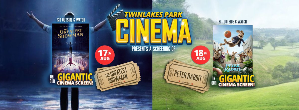 TwinlakesPark's tweet photo. 🎬Our outdoor cinema is back this weekend with #thegreatestshowman @ 2pm & 5pm
#peterrabbit @ 2pm & 5pm
#cinema #outdoorfilms #Leicestershire
@nottstv @DaddyandDadBlog @JoRussell_FM @PlayGemRadio @SamBaileyREAL #themepark
@MeltonBid @loveleics https://t.co/k9eovCW8o4