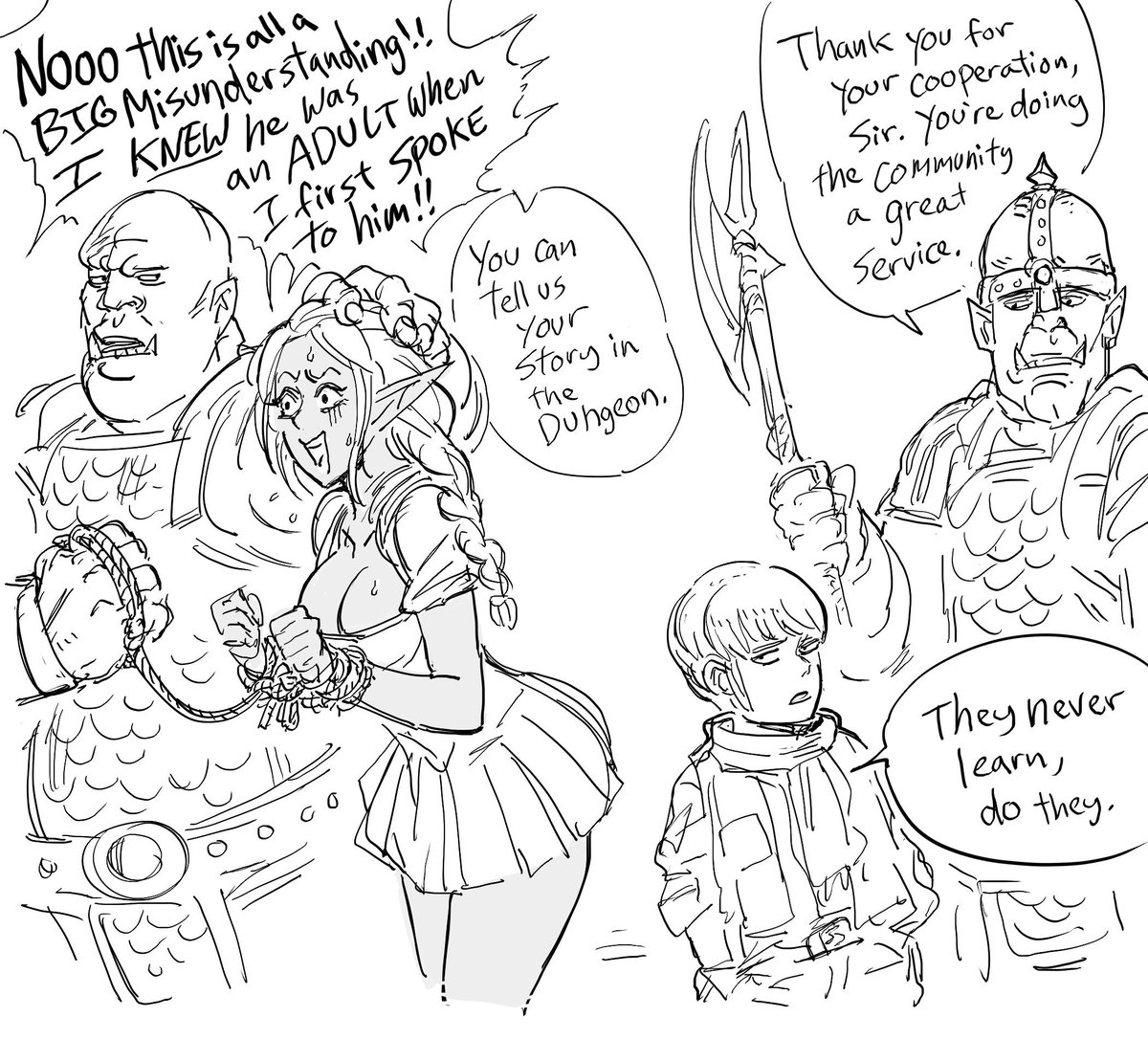 baalbuddy's tweet photo. Patreon request for Fantasy version of To Catch A Predator.
(The drow's story continues to the start of TES IV: Oblivion.) https://t.co/hxX5ZRKhTS