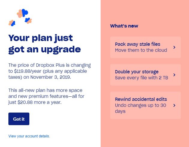 dropbox plus discount 2019