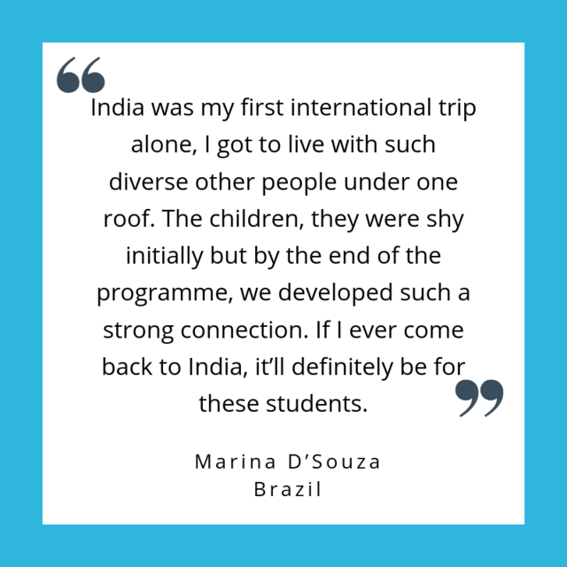 SkilledImpact's tweet photo. Marina travelled across oceans from Brazil to India to carry out a teaching placement with a local school in India. #teachabroad #travel #responsiblevolunteering https://t.co/2zLO5PUyx4