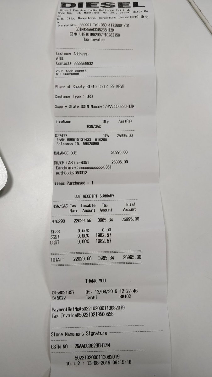 atulprakashray's tweet photo. @DIESEL Purchased a watch 13 aug, for a very close friend of mine.Returned to the store for an exchange of the watch to a smaller dial, the team says system doesn't accept exchange &amp; needs 3-5 weeks  for arranging a req where the website says 15 days is the time allowed for same. https://t.co/rn9tCFJFcV