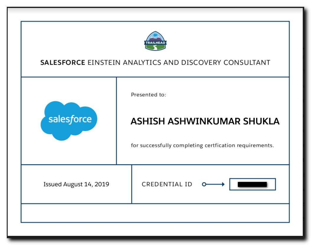 ashishshukla38's tweet photo. #EinsteinAnalytics #EinsteinDiscovery #Salesforce #Trailhead #Analytics #Certifications #Salesforce #BlazeYourTrail #DoMoreBeMore #Extentia #SalesforcePractice @bmoothedan @Extentia_Cloud https://t.co/nXXf7WbJlu