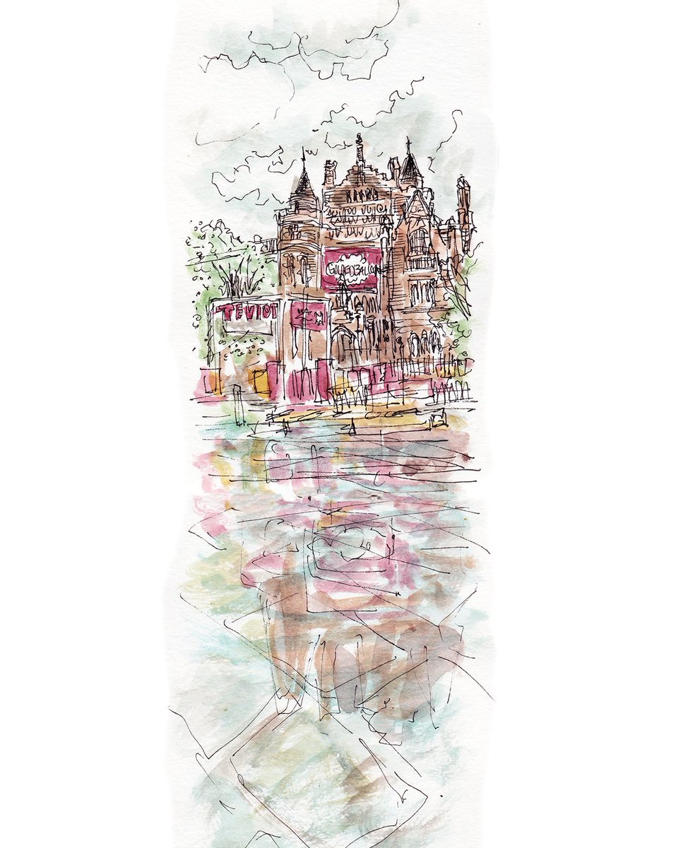 edinsketcher's tweet photo. The stunning Teviot Row House, the rain causing colourful reflections. #brightside #silverlining 
Click for a full view of this tall sketch made in Bristo Square last week. 
#fringeclub @Gildedballoon @edfringe @EdinburghWH

https://t.co/4HV1p6B3ht https://t.co/HgOpBC2JDU