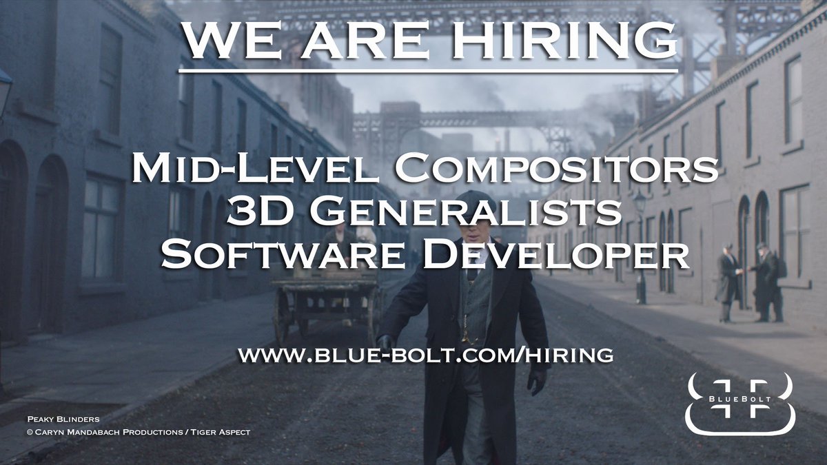 Are you a mid-level compositor, 3D generalist or software developer looking to be a part of some exciting upcoming #VFX projects? Because BlueBolt is hiring! Please visit us at blue-bolt.com/hiring to find out more about these roles and apply.