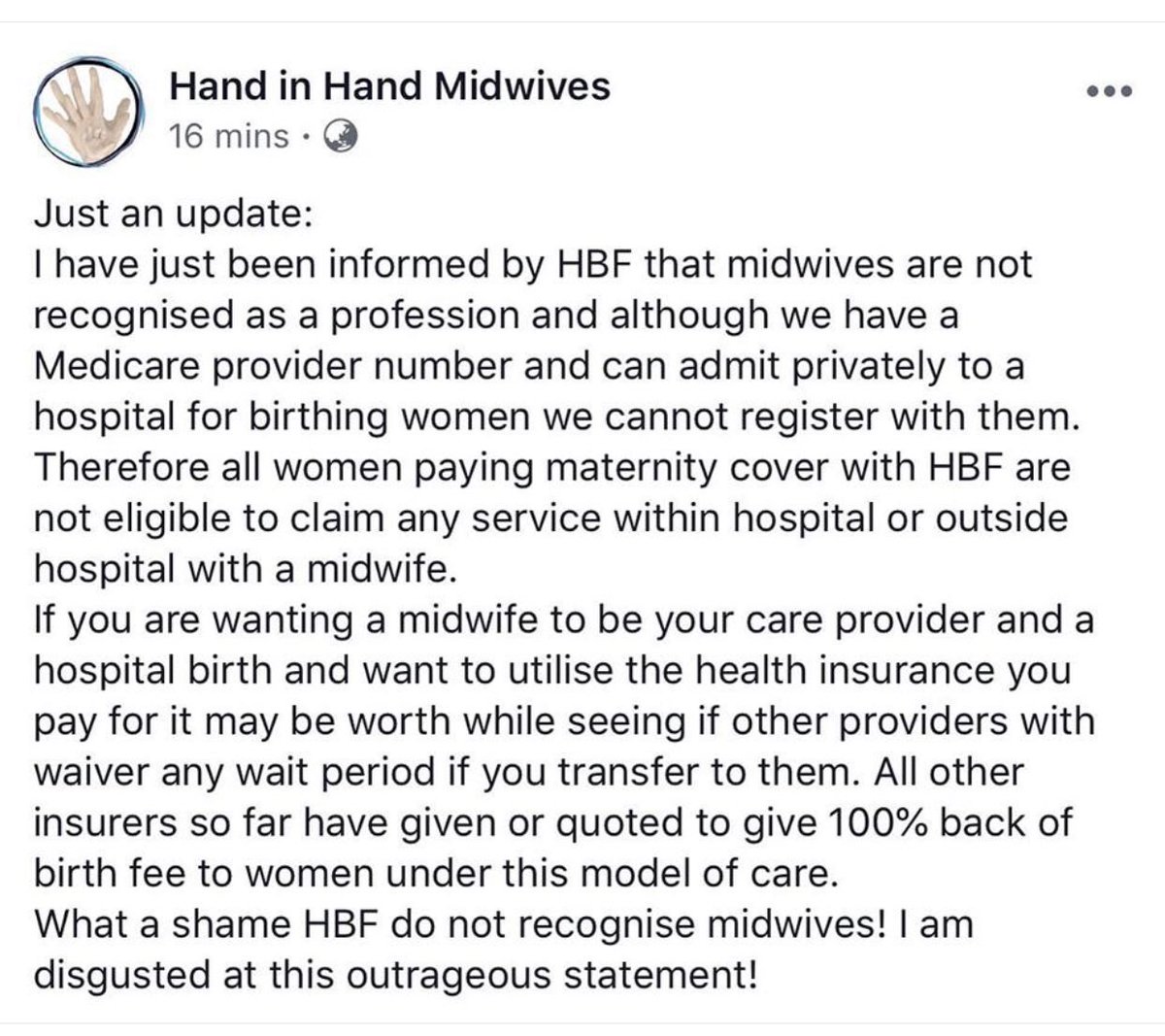 BirthSavvy's tweet photo. @hbfhealth this is appalling and I will be changing health funds 😡
@MidwivesACM @hannahdahlen https://t.co/3uXEMA0QpR